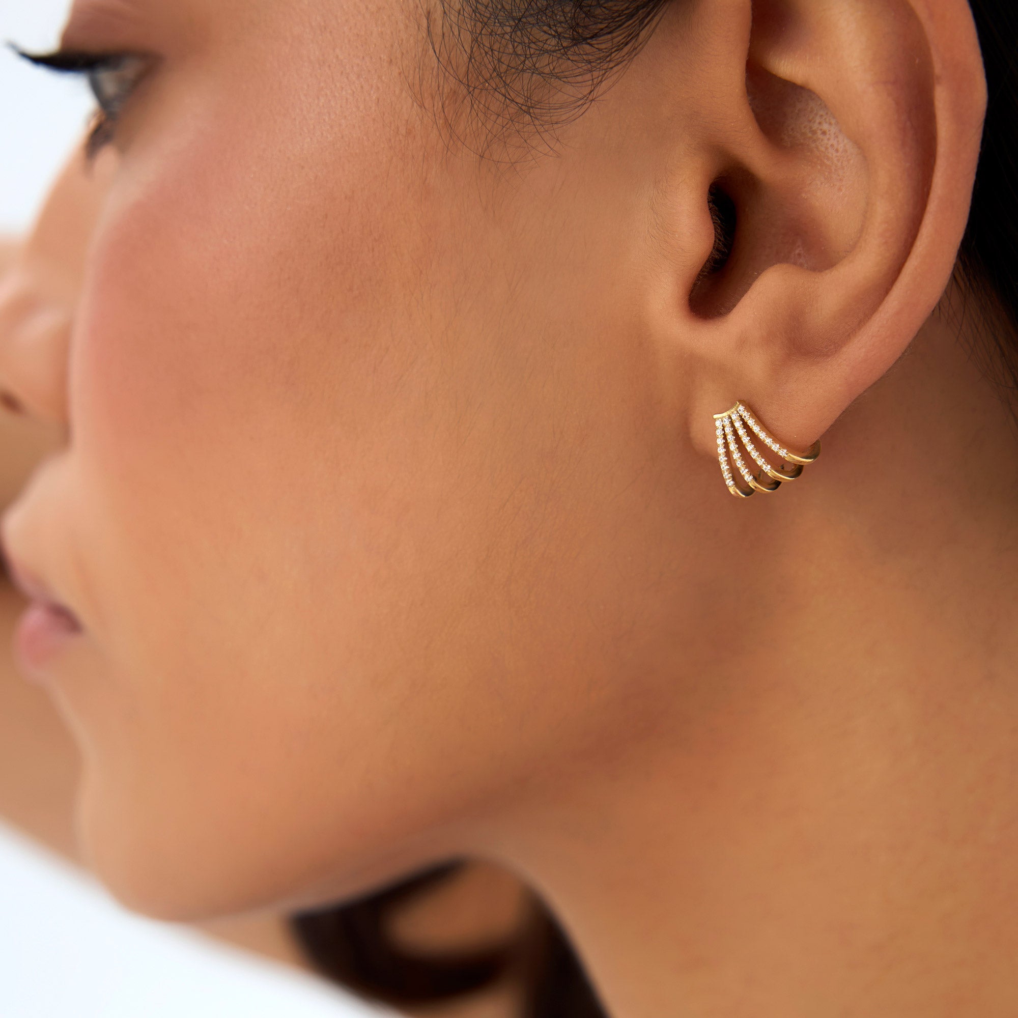 OBFJ1012 - 14k Multi Huggie Diamond Earrings 4