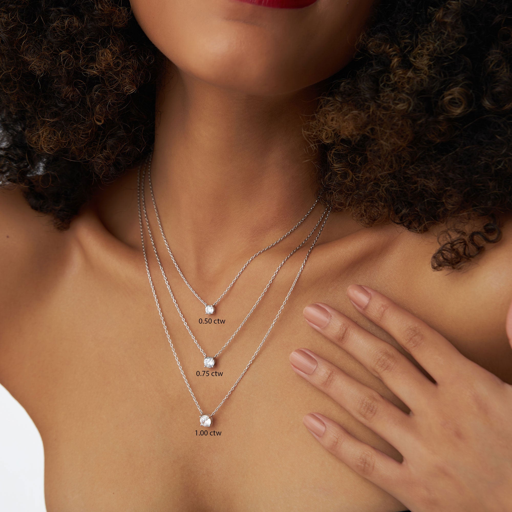 OBFJ1126 - 0.50 - 1.00 ctw 14k Four Prong Round Diamond Lab Grown Solitaire Necklace - Noah 3