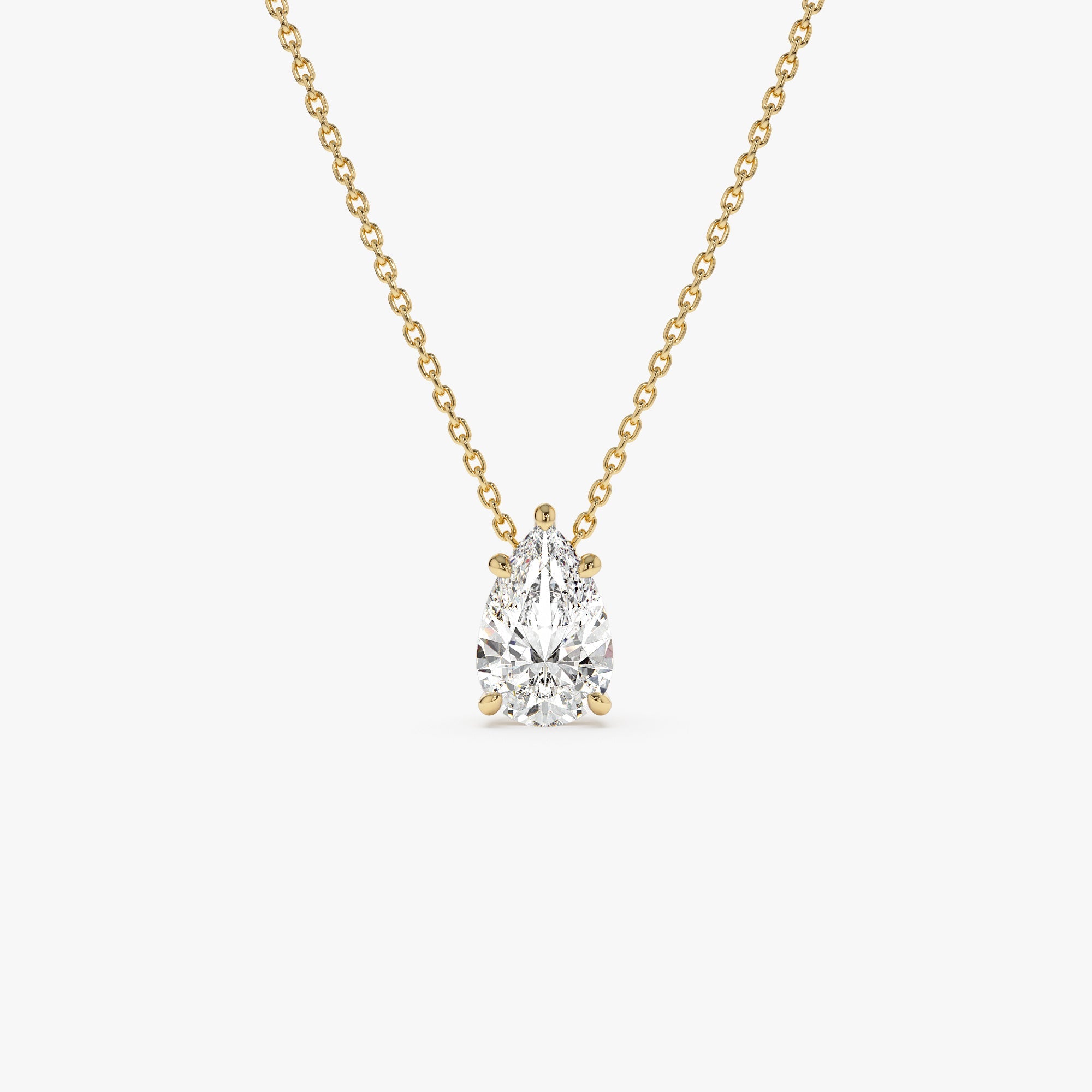 OBFJ1021 - 1.25 ctw 14k Five Prong Pear Shaped Lab Grown Diamond Necklace - Gianna 1