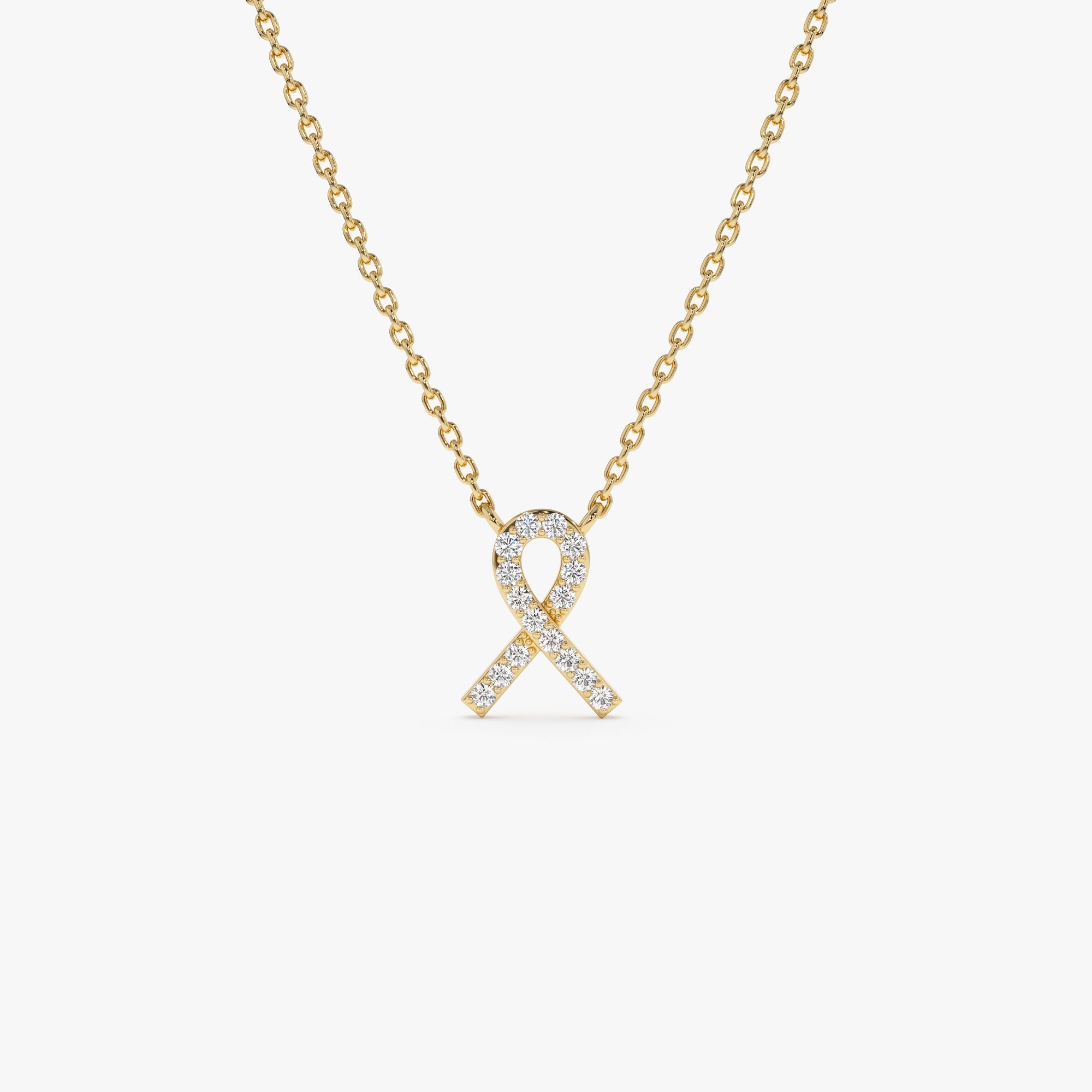 OBFJ1031 - Diamond Ribbon Necklace necklace in selectable metal and diamond options - Roselle Jewelry view 1