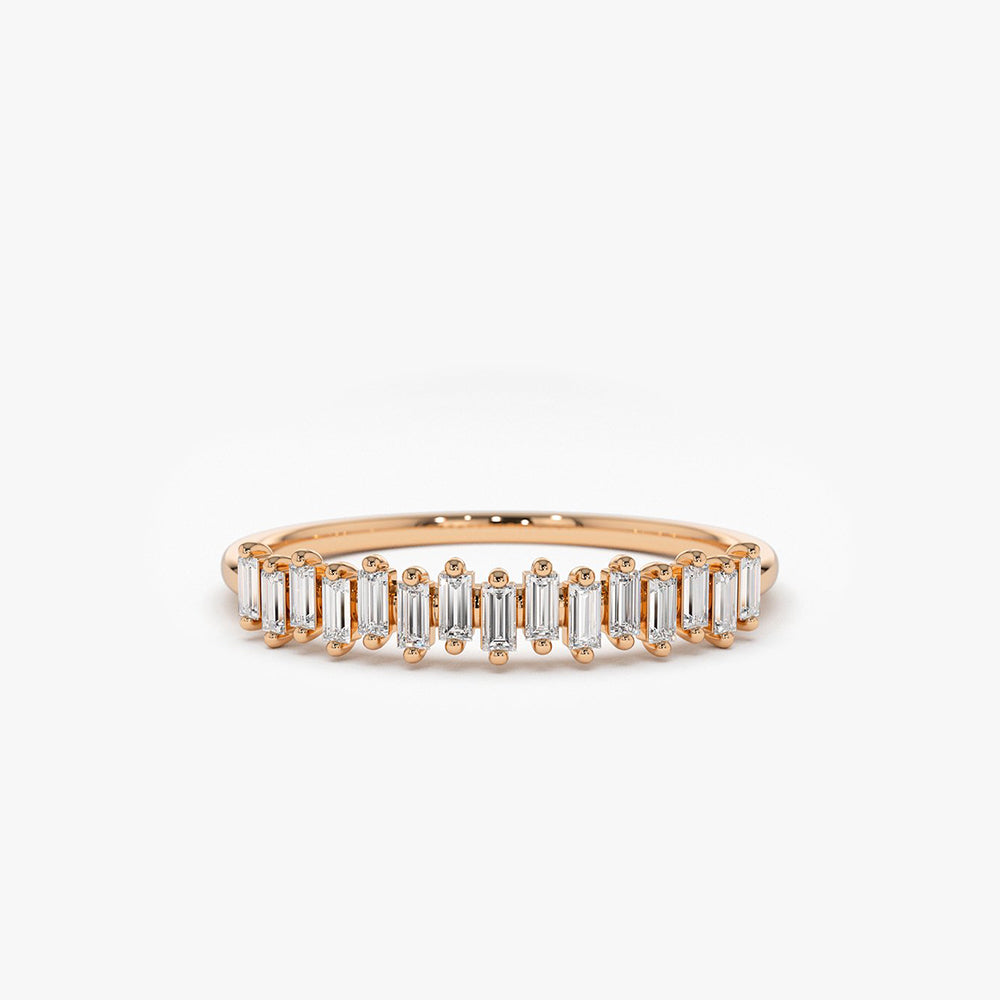OBFJ1793 - 14K Gold Stackable Vertical Baguette Diamond Ring 5