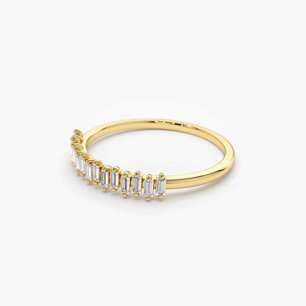 OBFJ1793 - 14K Gold Stackable Vertical Baguette Diamond Ring 8