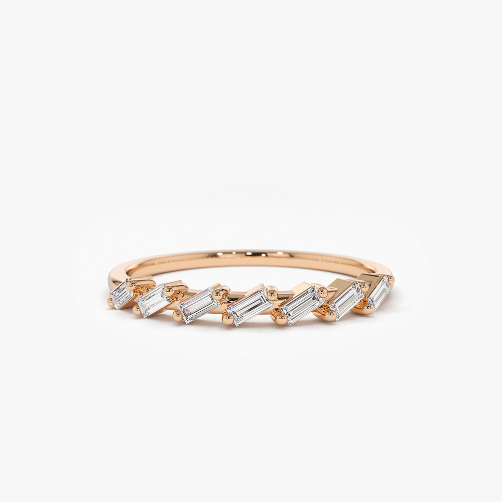OBFJ1794 - 7 Stone Slanted Baguette Diamond Ring ring in selectable metal and diamond options - Roselle Jewelry view 5