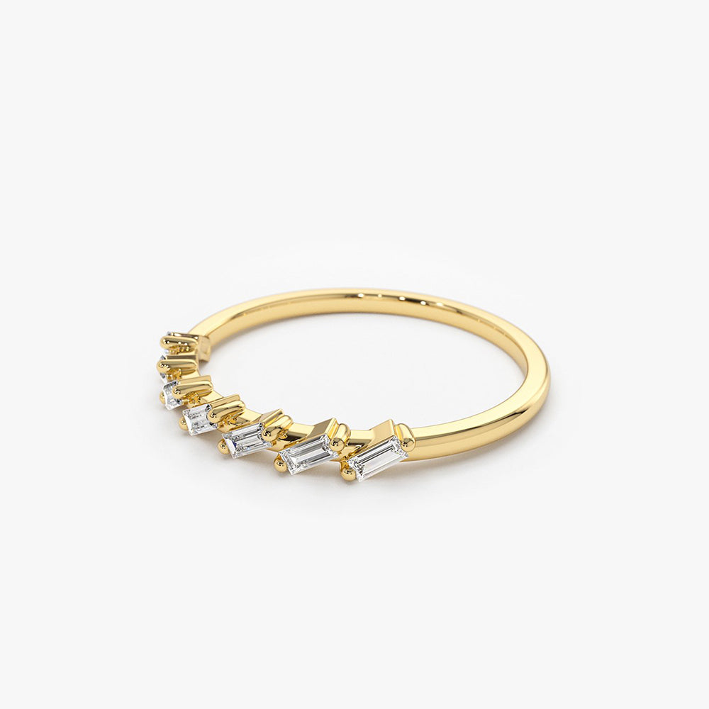 OBFJ1794 - 7 Stone Slanted Baguette Diamond Ring ring in selectable metal and diamond options - Roselle Jewelry view 7
