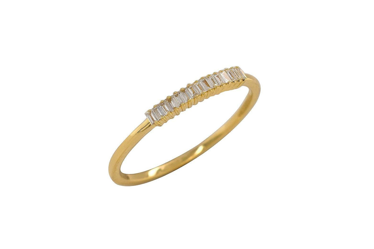 OBFJ0069 - Baguette Prong Setting Band ring in selectable metal and diamond options - Roselle Jewelry view 1