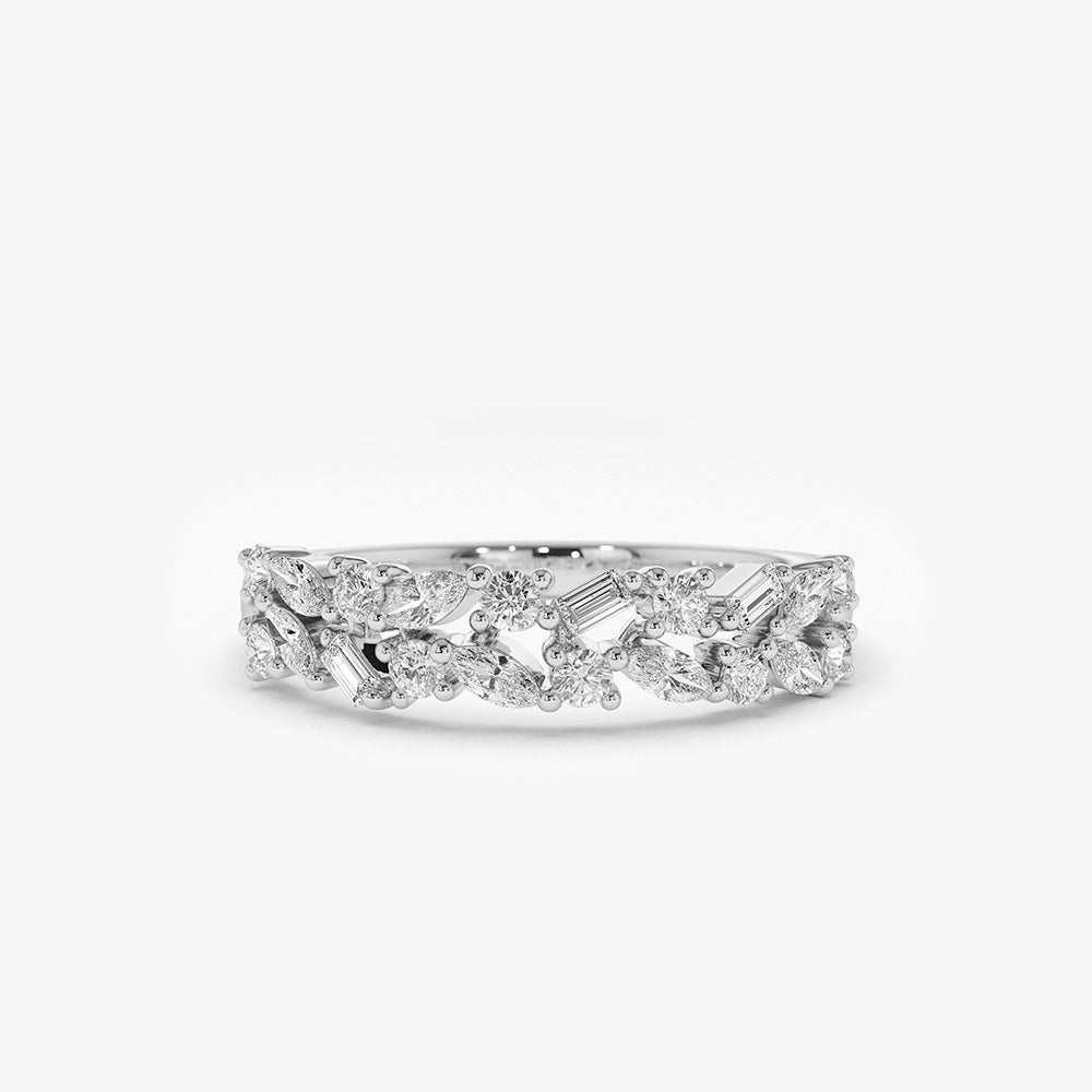 OBFJ1796 - 14K Marquise Baguette and Round Diamond Anniversary Band 5
