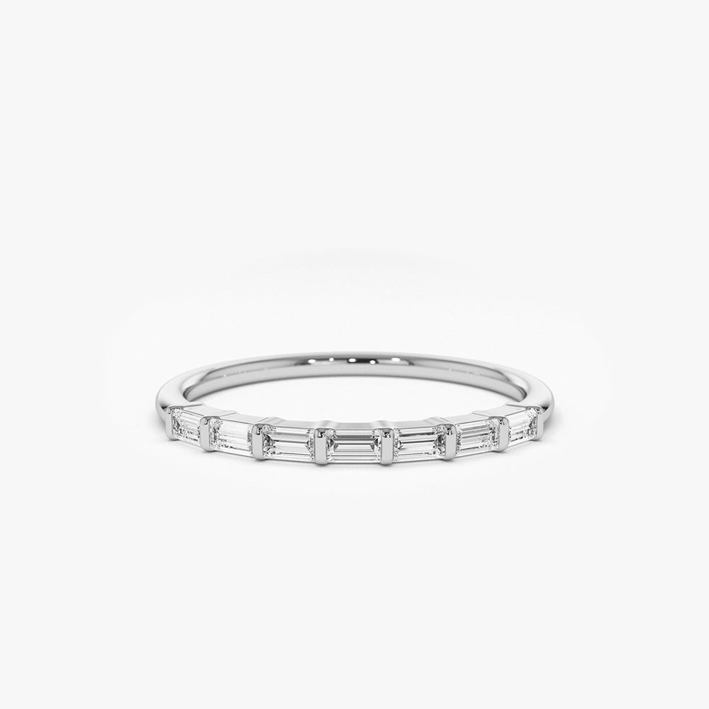 OBFJ1808 - 14K 7 Stone Baguette Diamond Wedding Ring 5