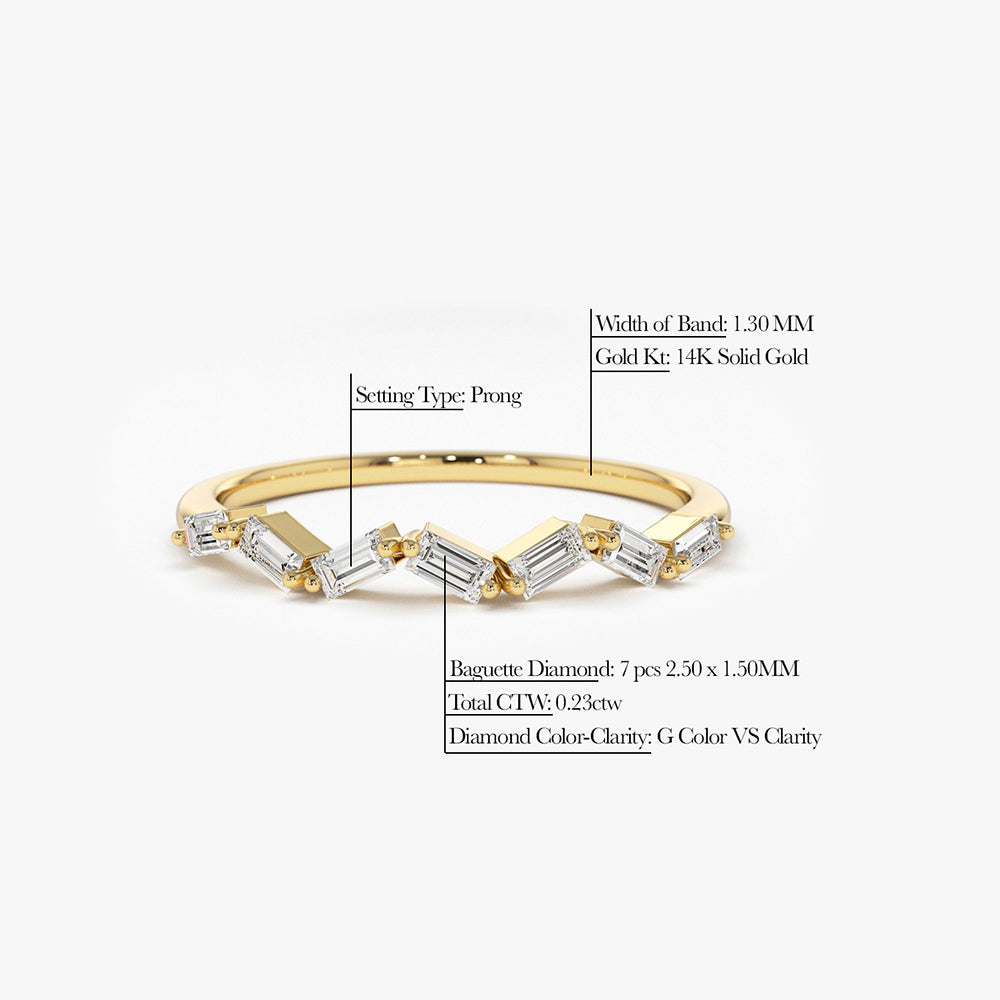 OBFJ1817 - 14K Slanted Baguette Diamond Stacking Ring 5