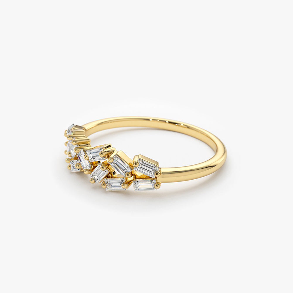 OBFJ1812 - 14K Stackable Baguette Diamond Cluster Ring 7
