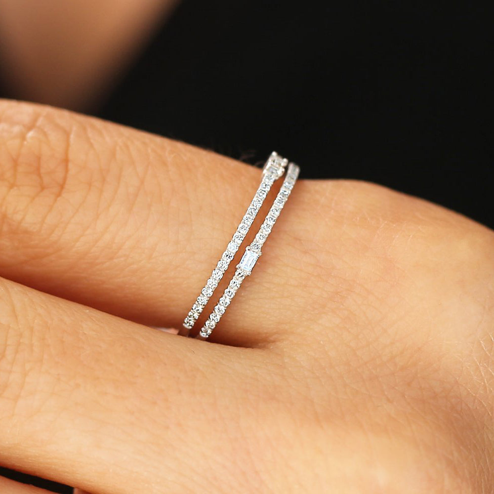OBFJ1816 - 14k Unique Double Row Micro Pave Statement Ring 2