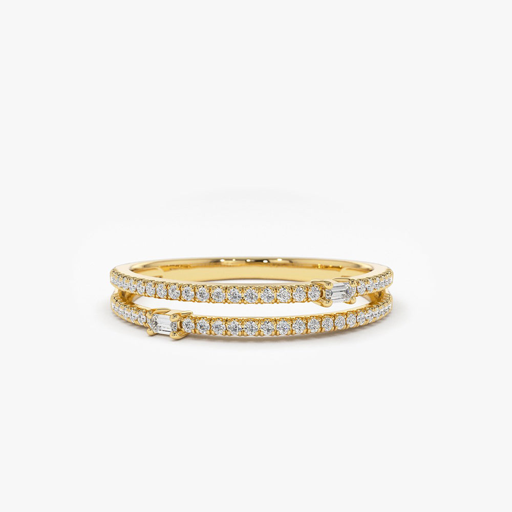 OBFJ1816 - 14k Unique Double Row Micro Pave Statement Ring 1