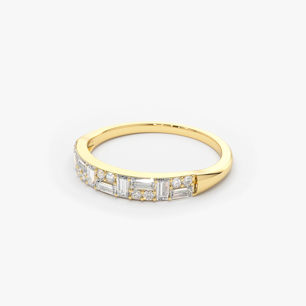 OBFJ1960 - Baguette Diamond Stacking Ring ring in selectable metal and diamond options - Roselle Jewelry view 6
