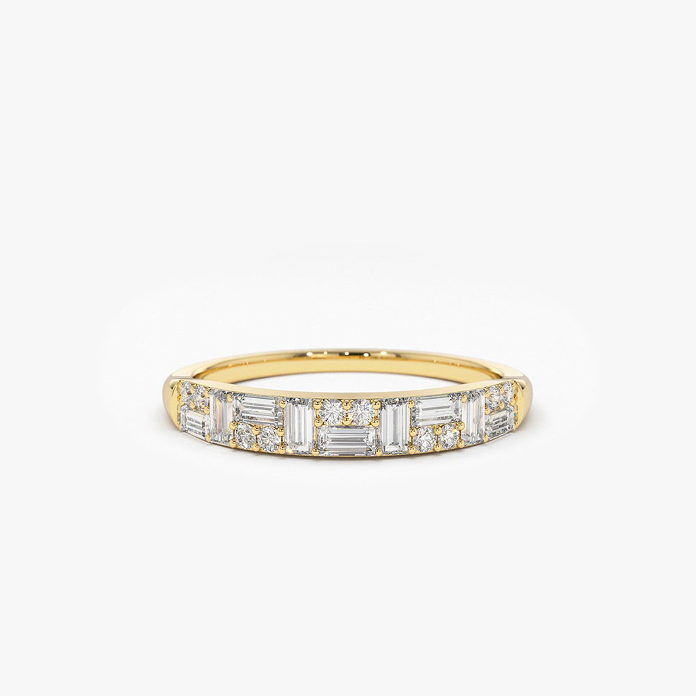 OBFJ1960 - Baguette Diamond Stacking Ring ring in selectable metal and diamond options - Roselle Jewelry view 1