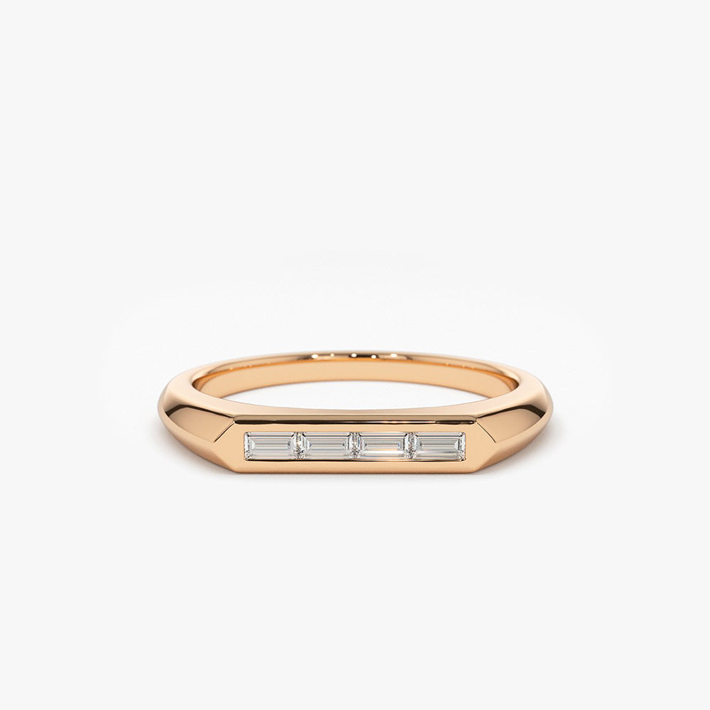 OBFJ2059 - 14k Unique Baguette Stackable Ring 4