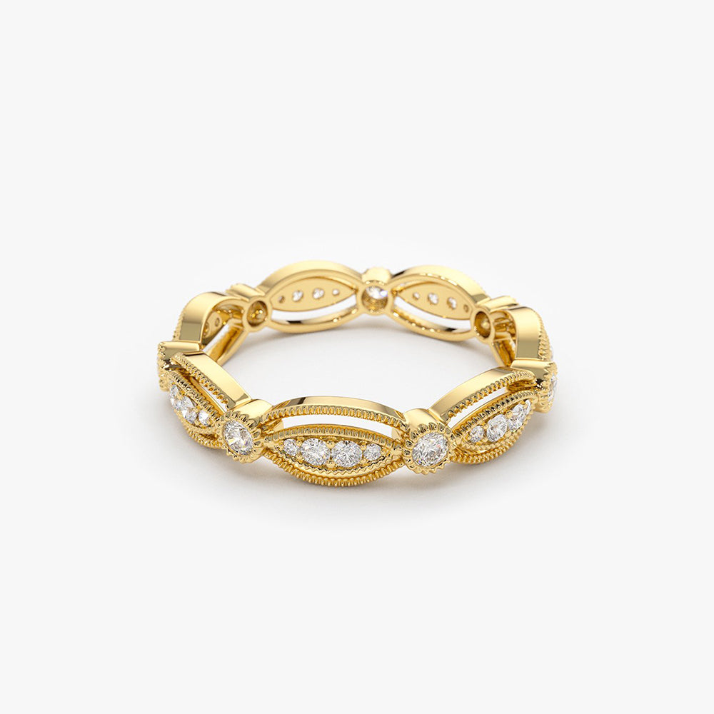 OBFJ1938 - Vintage Art Deco Diamond Eternity Wedding Ring ring in selectable metal and diamond options - Roselle Jewelry view 7