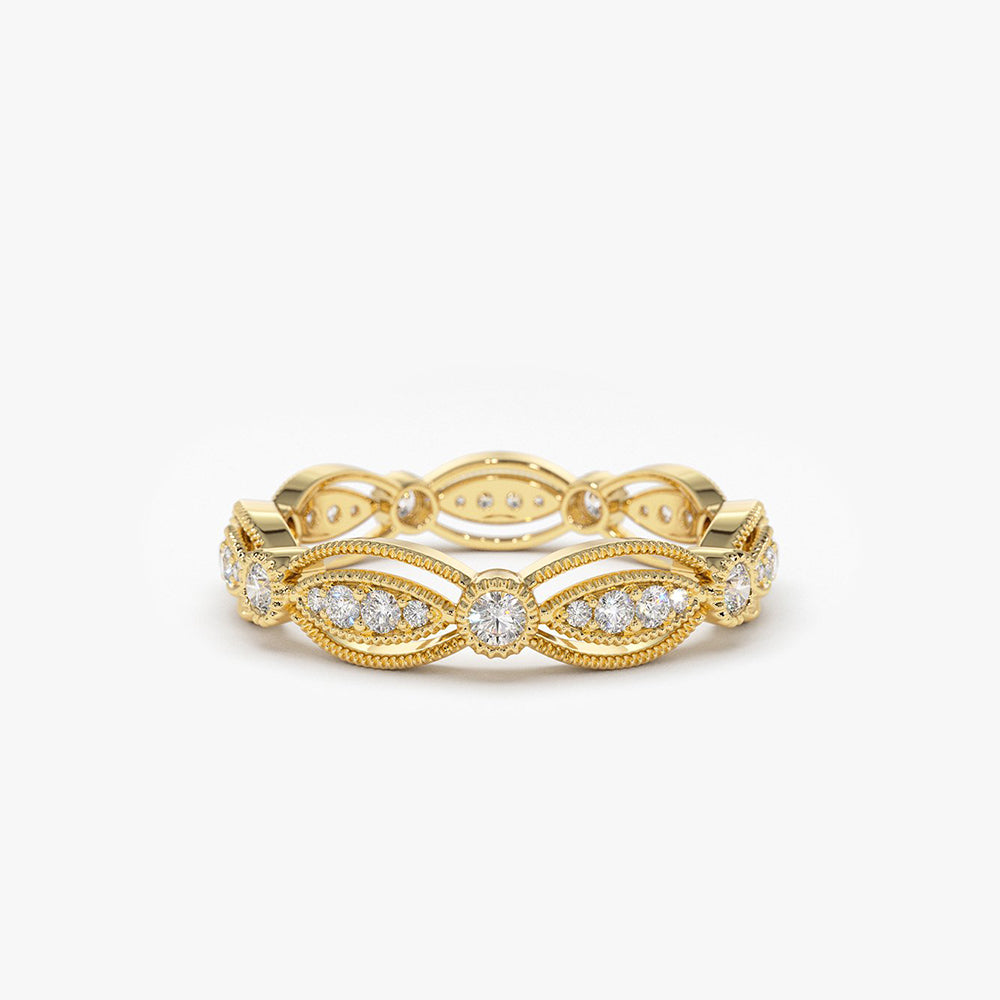 OBFJ1938 - Vintage Art Deco Diamond Eternity Wedding Ring ring in selectable metal and diamond options - Roselle Jewelry view 1