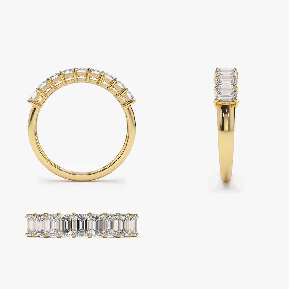 OBFJ0336 - 1.00 ctw 14k Prong Setting Nine Stone Emerald Cut Lab Grown Diamond Wedding - Rubie 8