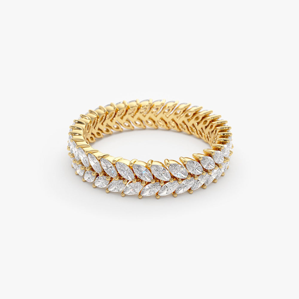 OBFJ2037 - 14k Gold Double Row Marquise Diamond Anniversary Ring 8