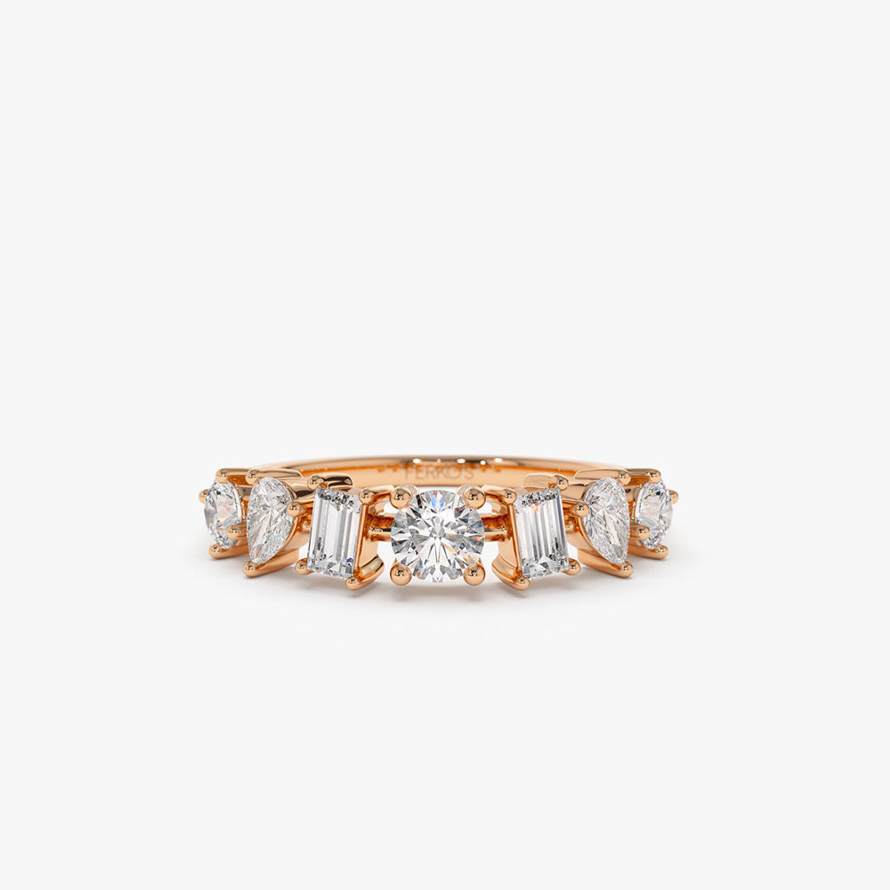 OBFJ2049 - 14k Mixed Cut Diamond Anniversary Ring 6