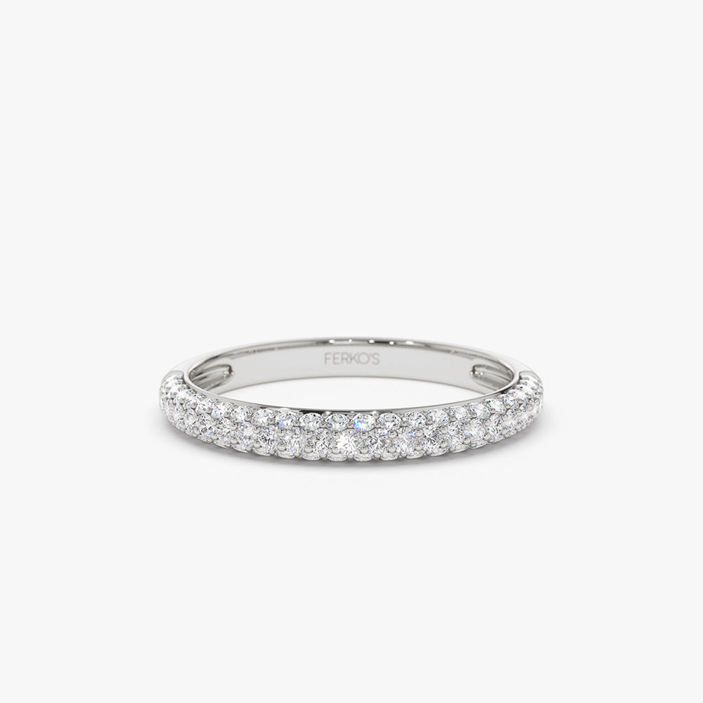 OBFJ2166 - 3 Row Half Eternity Diamond Band ring in selectable metal and diamond options - Roselle Jewelry view 8