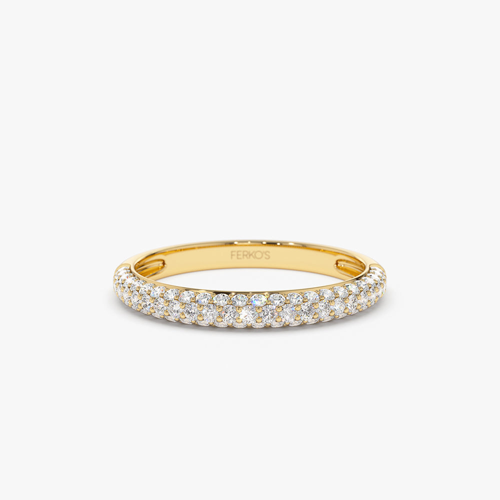 OBFJ2166 - 3 Row Half Eternity Diamond Band ring in selectable metal and diamond options - Roselle Jewelry view 1