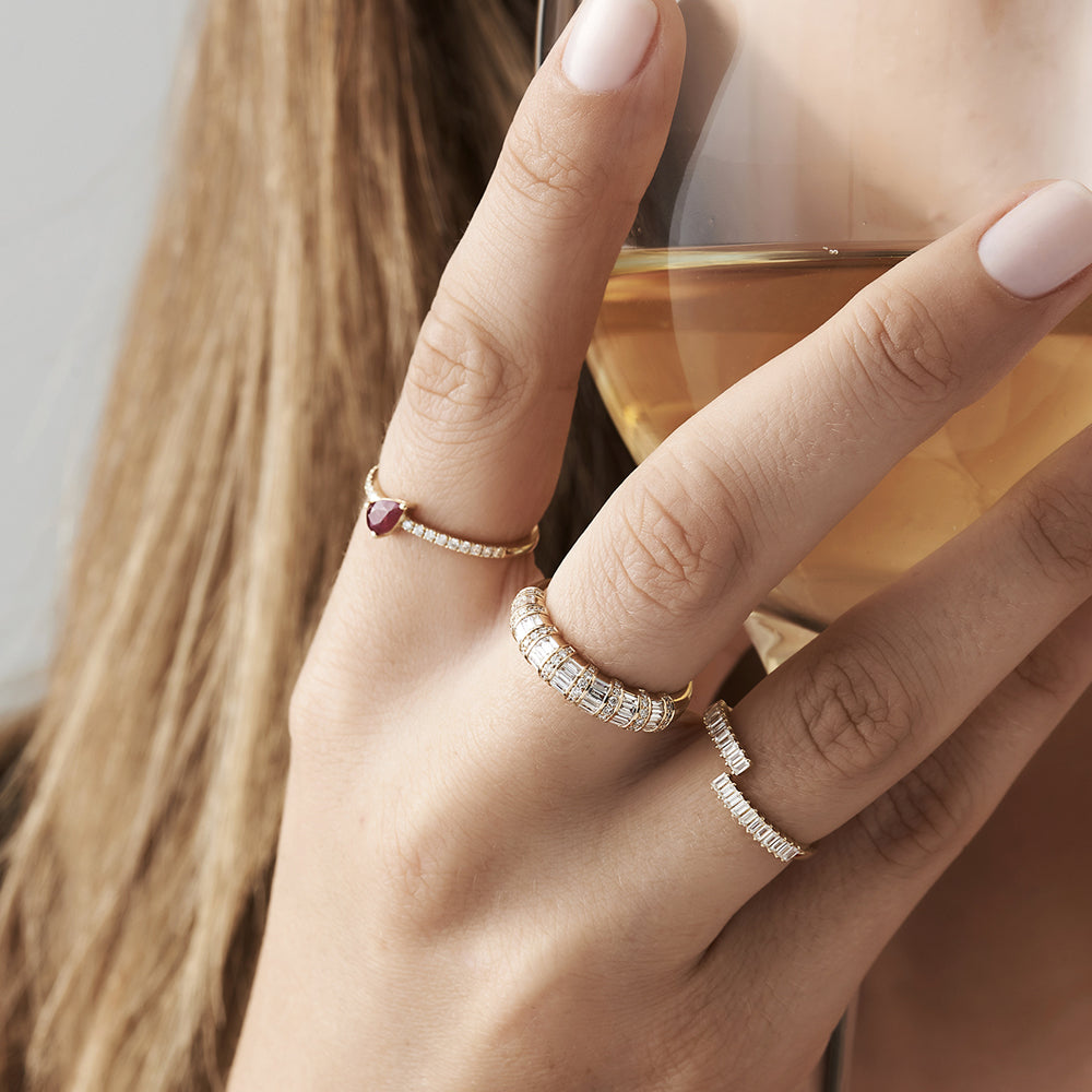 OBFJ2174 - 14k Baguette Diamond Bypass Ring 3