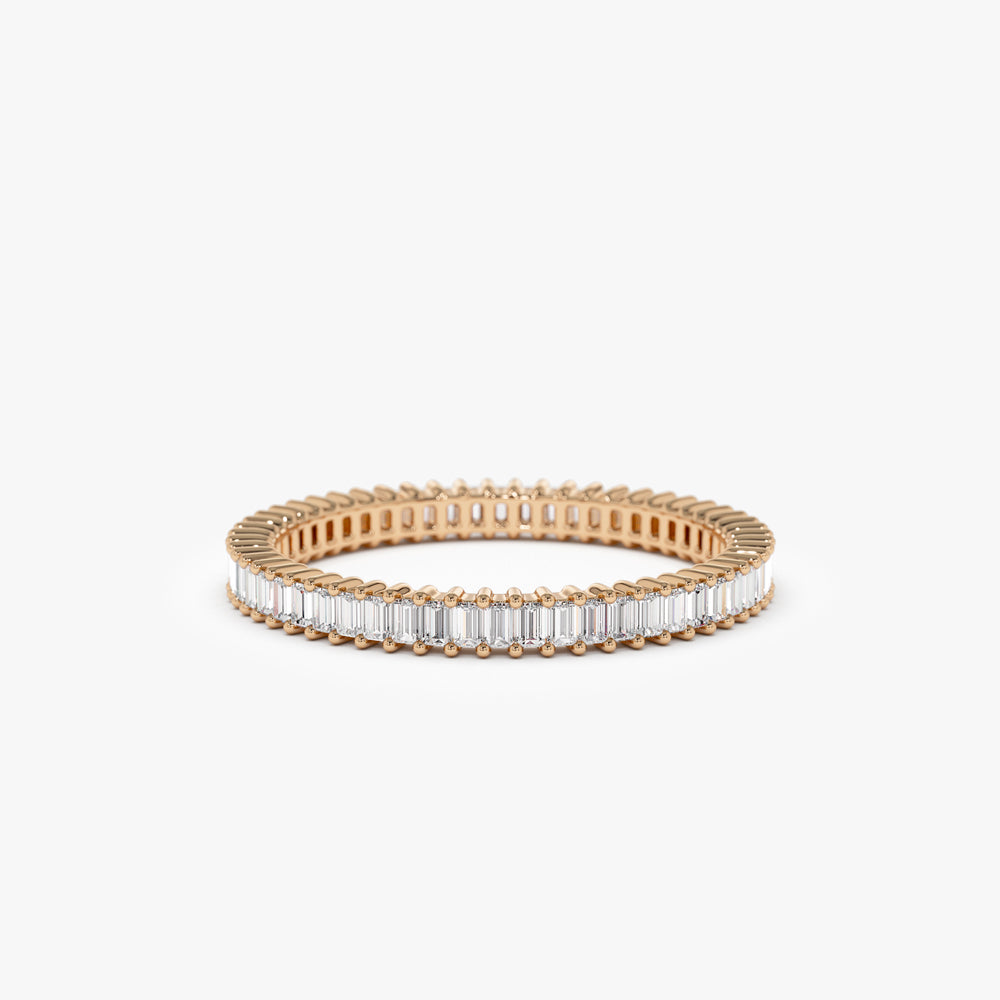 OBFJ1127 - Dainty Stackable Full Eternity Baguette Diamond Ring ring in selectable metal and diamond options - Roselle Jewelry view 6