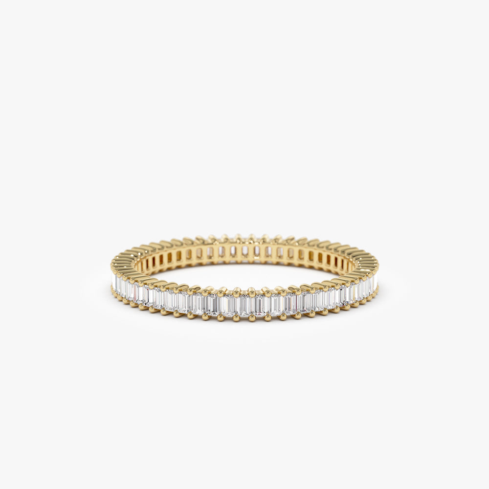 OBFJ1127 - Dainty Stackable Full Eternity Baguette Diamond Ring ring in selectable metal and diamond options - Roselle Jewelry view 1
