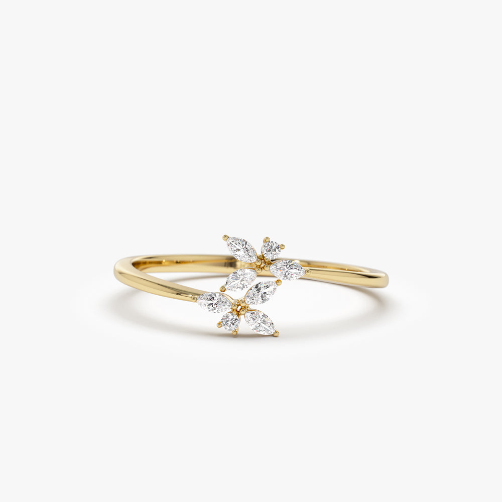 OBFJ1455 - 14k Marquise Diamond Trendy Stackable Ring 1