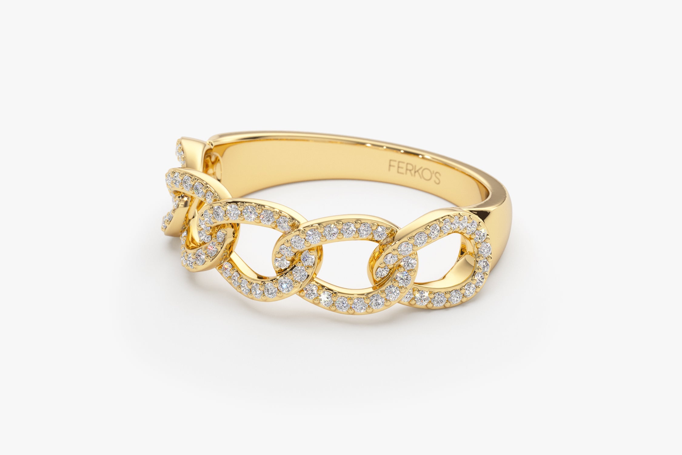 OBFJ2265 - 14k Curb Link Diamond Pave Ring 10