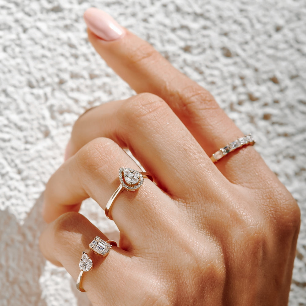 OBFJ2242 - Illusion Set Pear Shape Engagement Ring in 14k 3