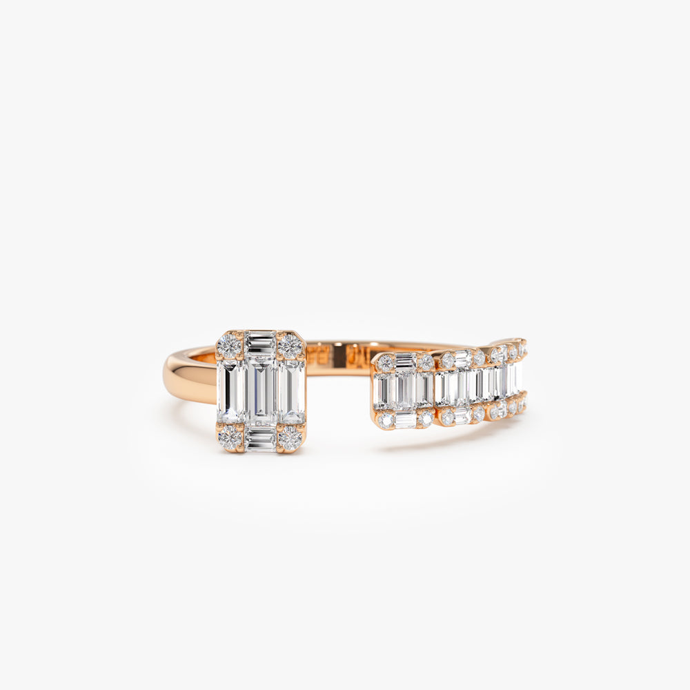 OBFJ2257 - Floating Diamond Baguette Cut Diamond Ring ring in selectable metal and diamond options - Roselle Jewelry view 6