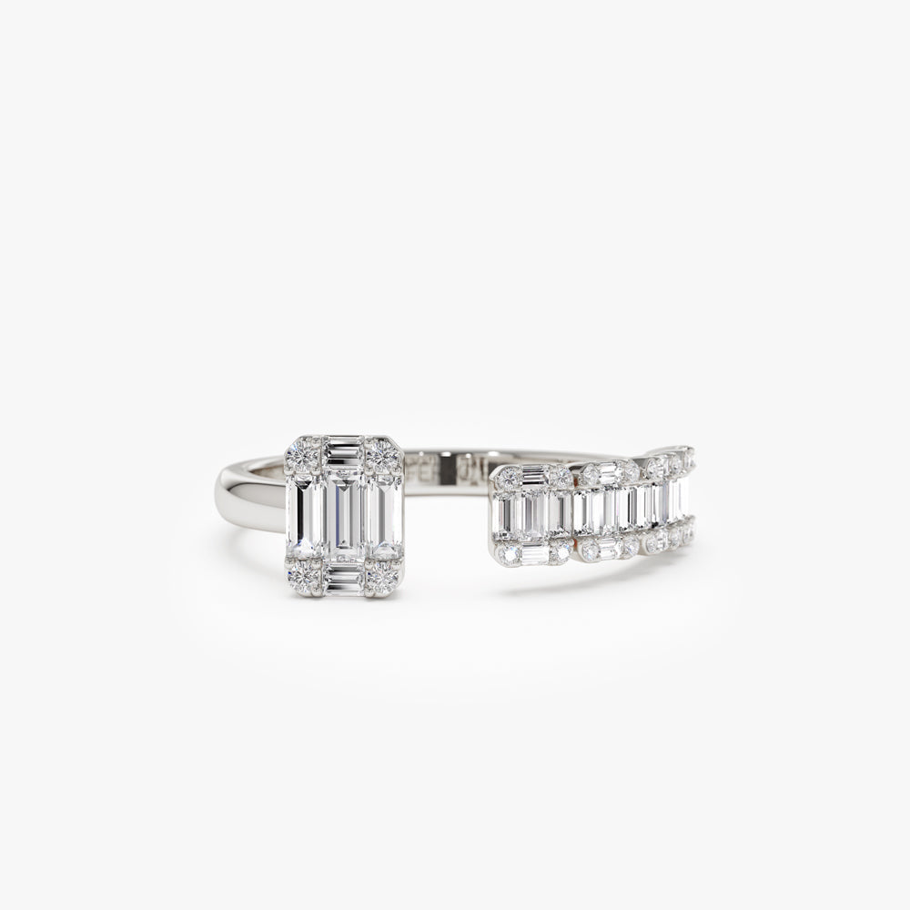 OBFJ2257 - Floating Diamond Baguette Cut Diamond Ring ring in selectable metal and diamond options - Roselle Jewelry view 7