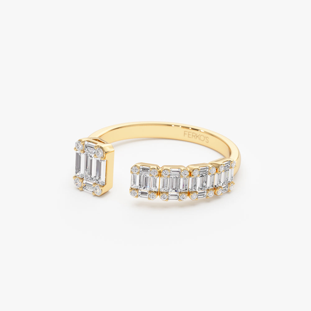 OBFJ2257 - Floating Diamond Baguette Cut Diamond Ring ring in selectable metal and diamond options - Roselle Jewelry view 9