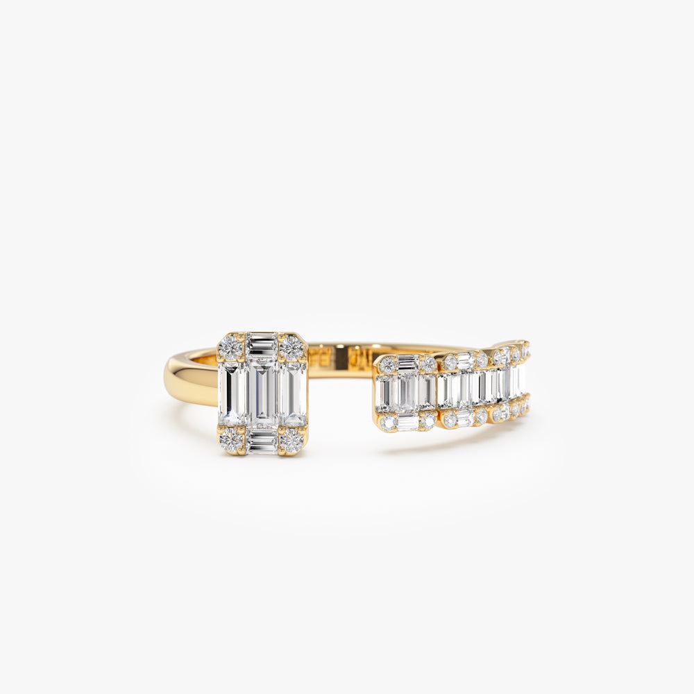 OBFJ2257 - Floating Diamond Baguette Cut Diamond Ring ring in selectable metal and diamond options - Roselle Jewelry view 1
