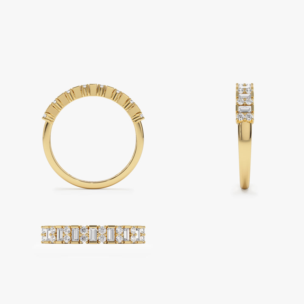 OBFJ1560 - 14k Vertical Baguette and Round Diamond Wedding Band 7