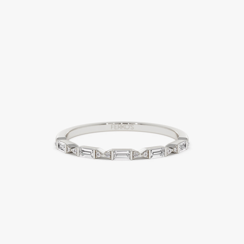 OBFJ1559 - 14k Stackable Dainty Baguette Diamond Ring 6