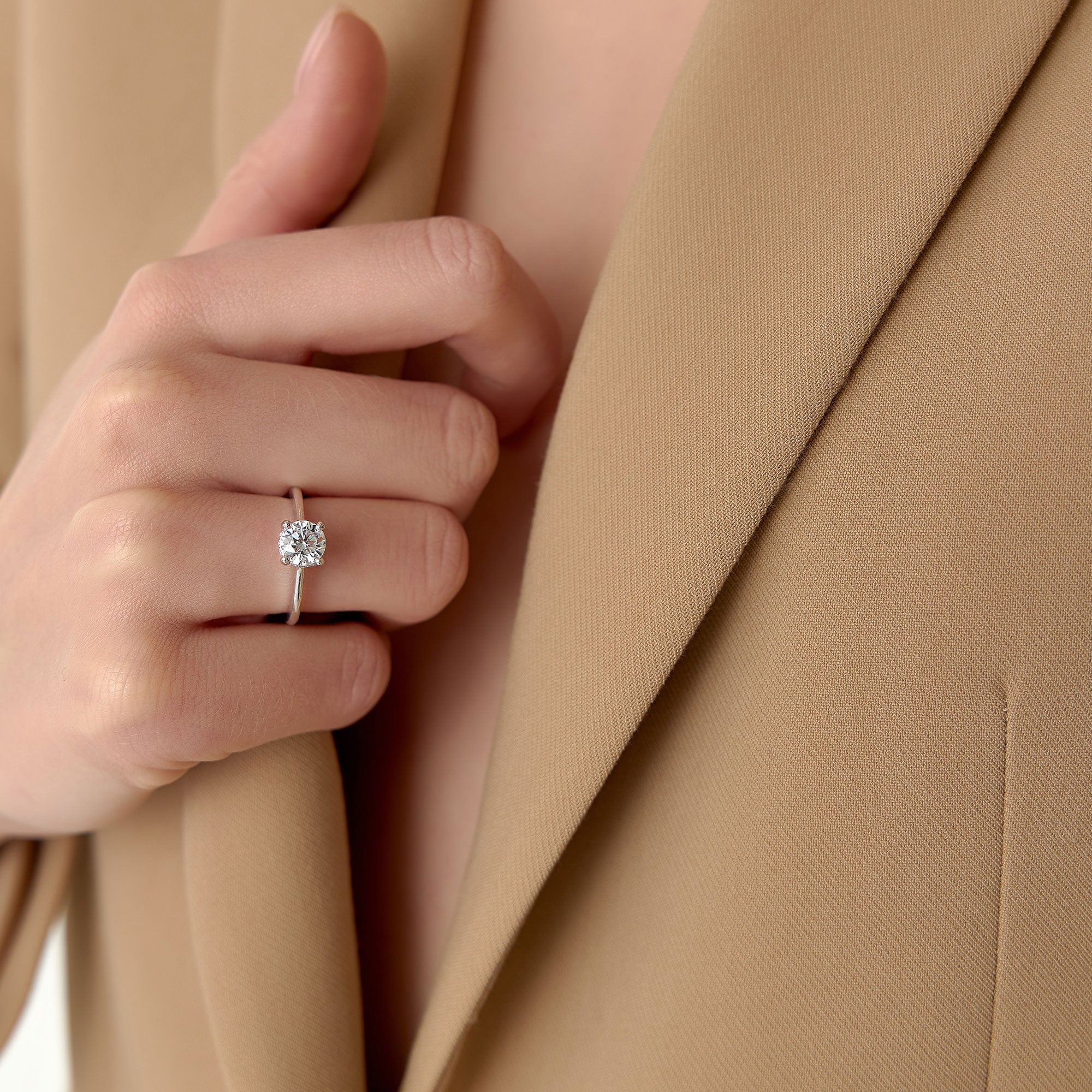 OBFJ1418 - 1.00 ctw 14k 4 Prong Basket Setting Round Lab Grown Diamond Engagement Ring - Kate 3