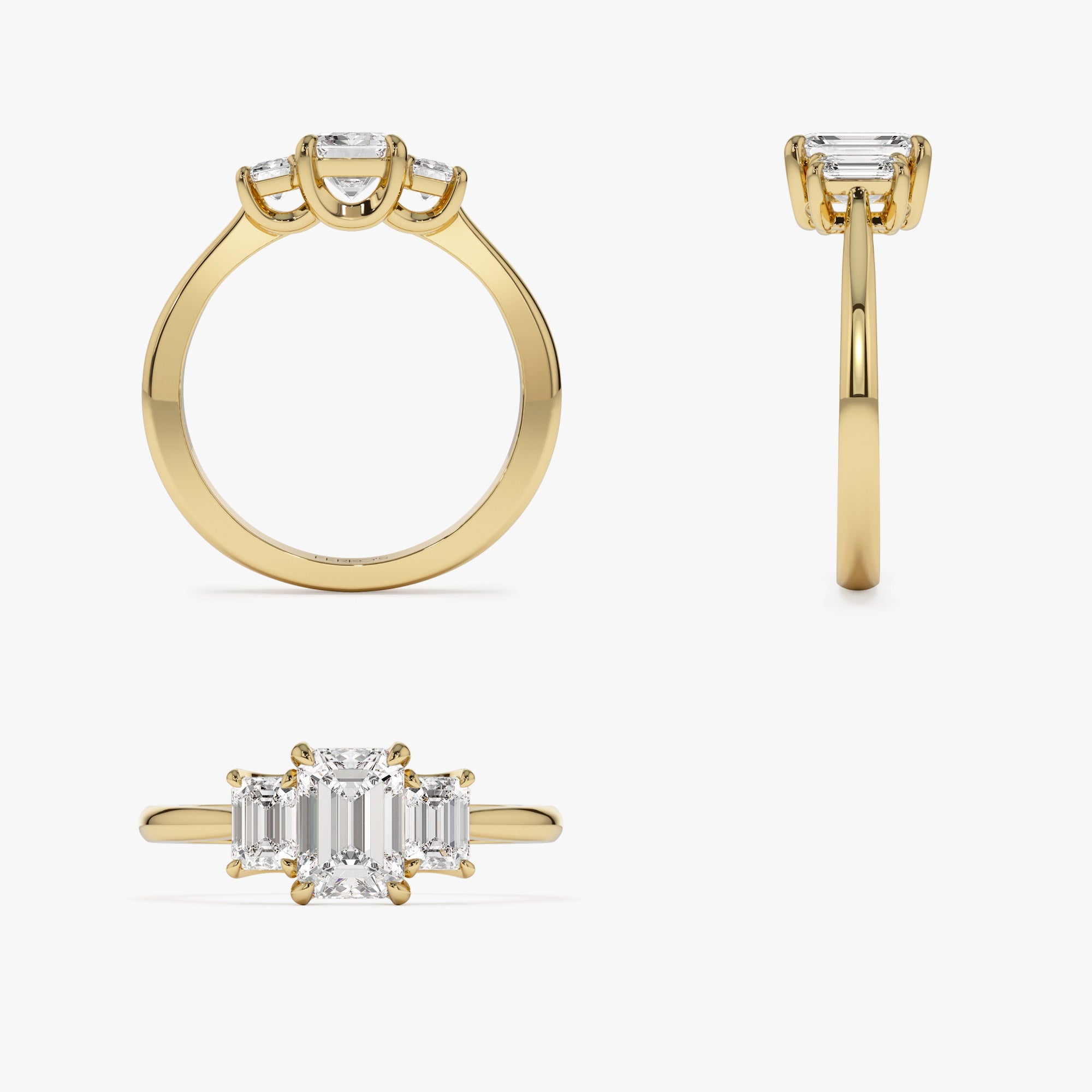OBFJ1405 - 1.50 ctw 14k Emerald Cut Lab Grown Diamond Three Stone Engagement Ring - Julie 9