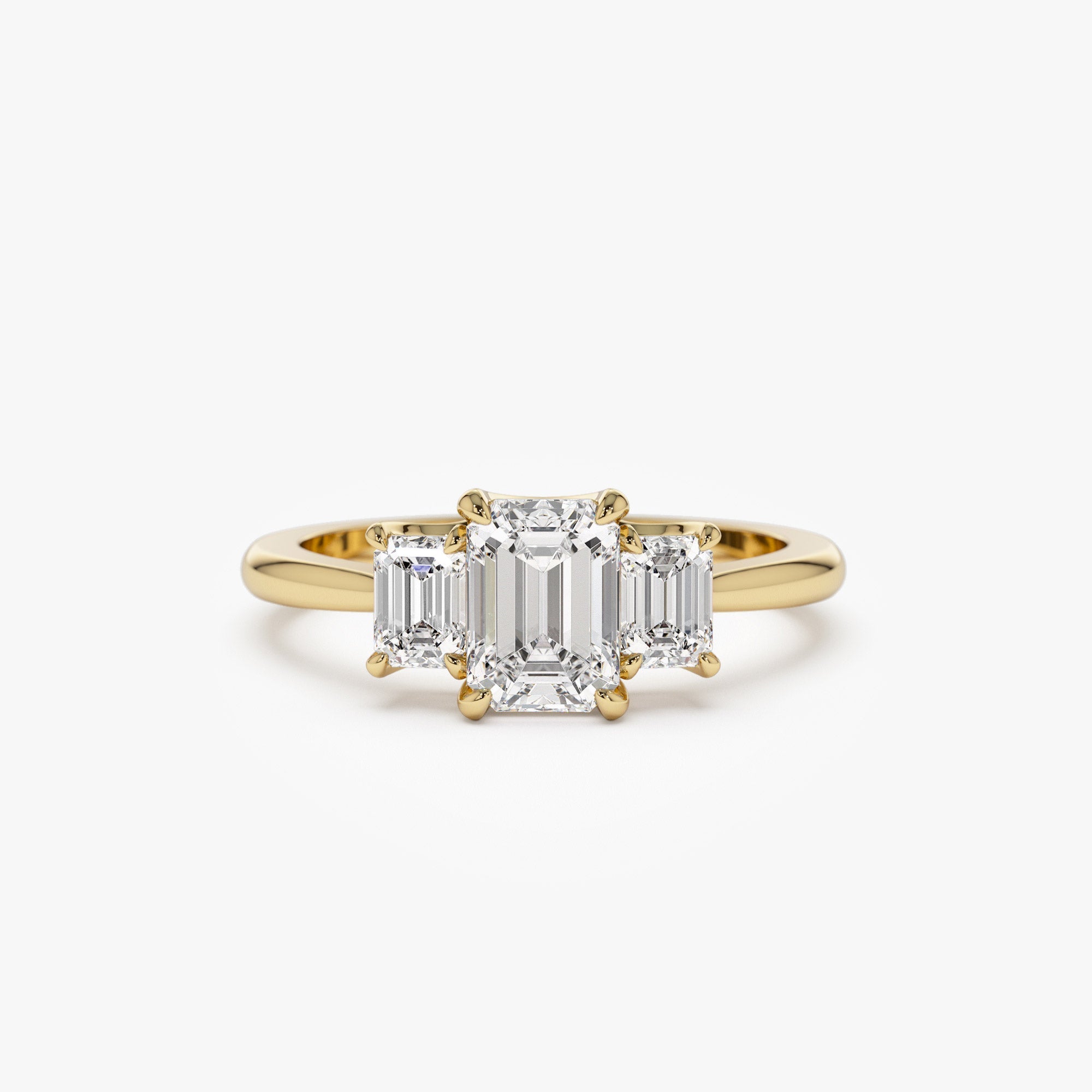 OBFJ1405 - 1.50 ctw 14k Emerald Cut Lab Grown Diamond Three Stone Engagement Ring - Julie 1