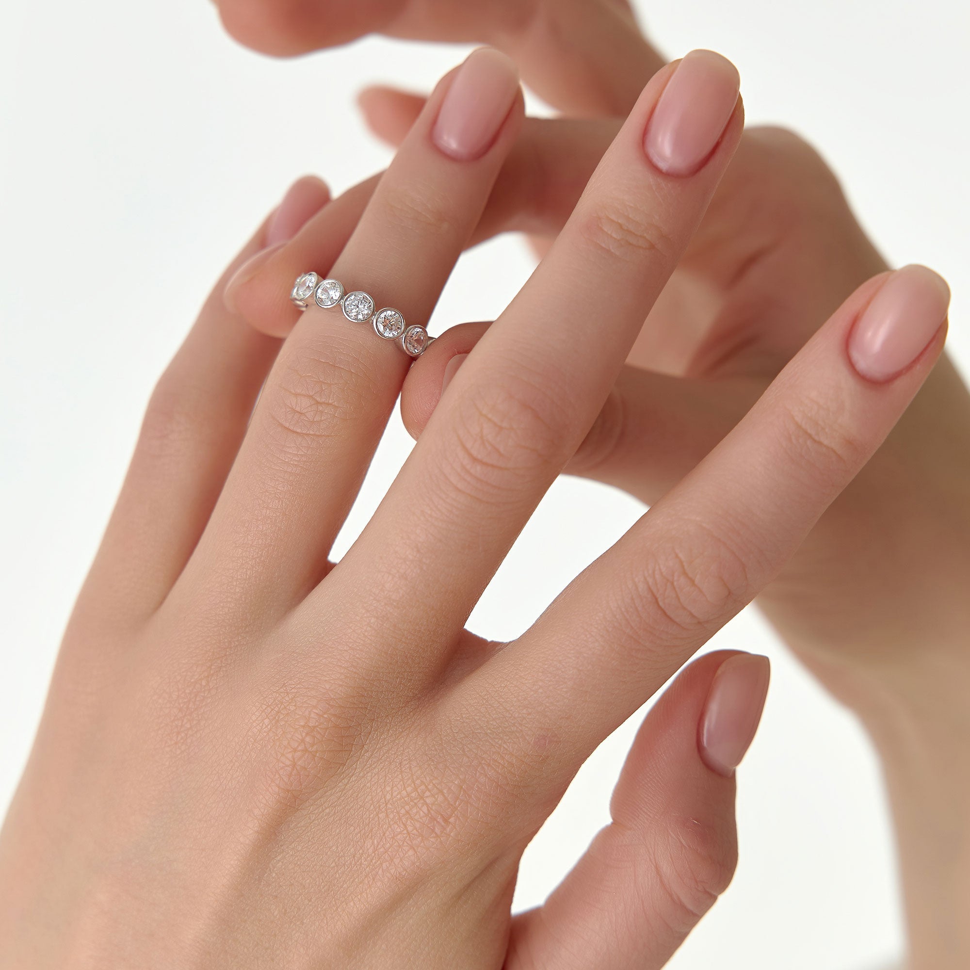 OBFJ1408 - 1.45 ctw 14k Bezel Setting Seven Stone Round Lab Grown Diamond Ring - Mila 3