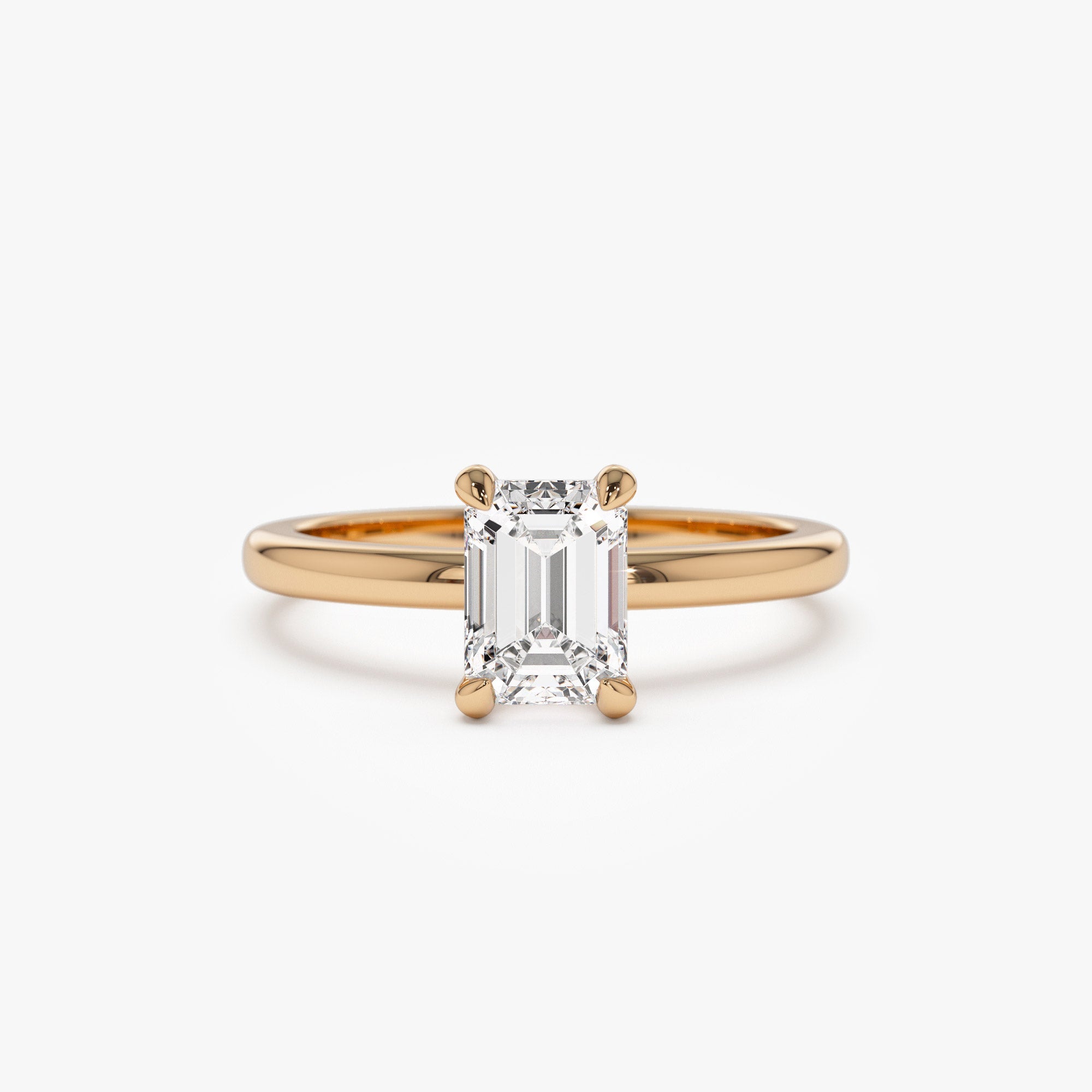 OBFJ1386 - 0.75 - 1.50 ctw Four Prong Setting Emerald Cut Lab Grown Diamond Engagement Ring - Esther ring in selectable metal and diamond options - Roselle Jewelry view 5