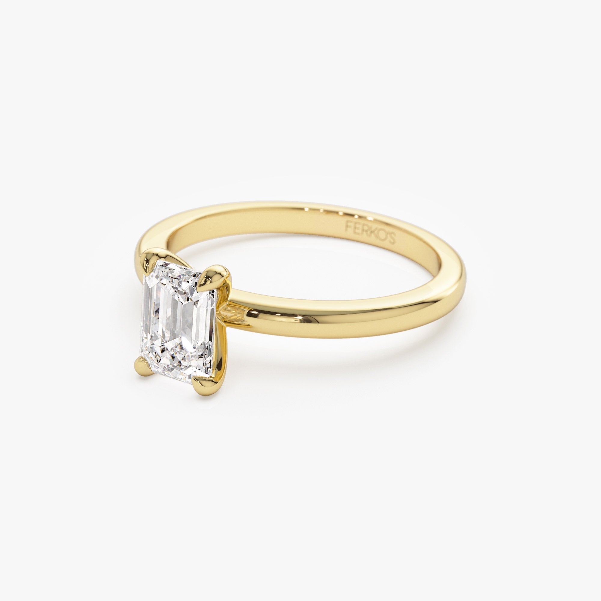 OBFJ1386 - 0.75 - 1.50 ctw Four Prong Setting Emerald Cut Lab Grown Diamond Engagement Ring - Esther ring in selectable metal and diamond options - Roselle Jewelry view 6