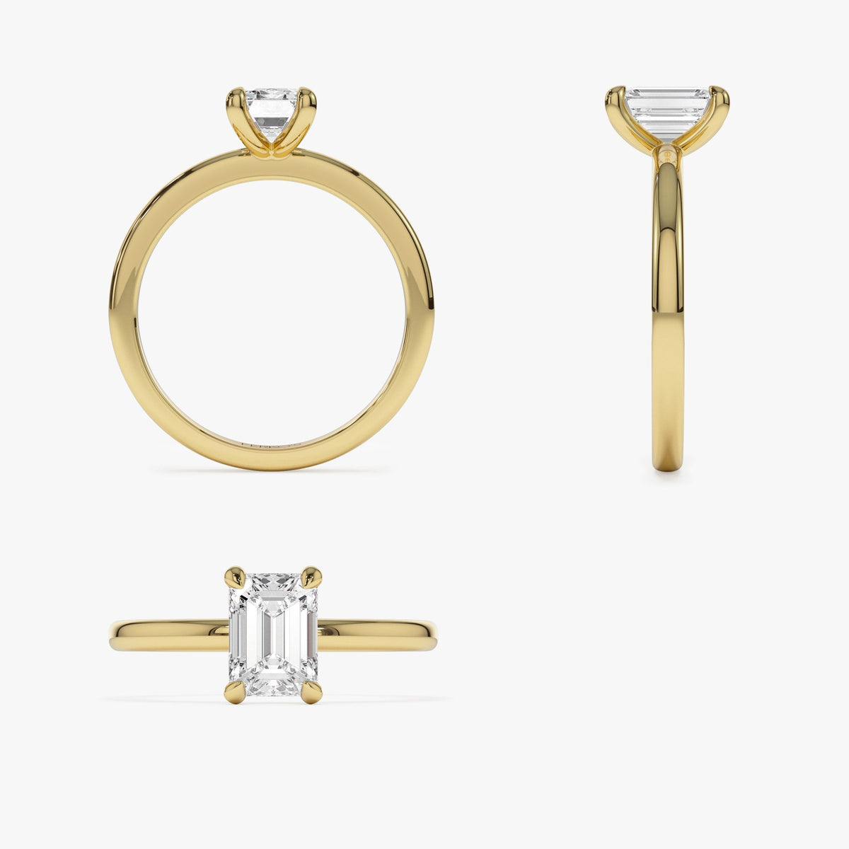 OBFJ1386 - 0.75 - 1.50 ctw Four Prong Setting Emerald Cut Lab Grown Diamond Engagement Ring - Esther ring in selectable metal and diamond options - Roselle Jewelry view 7