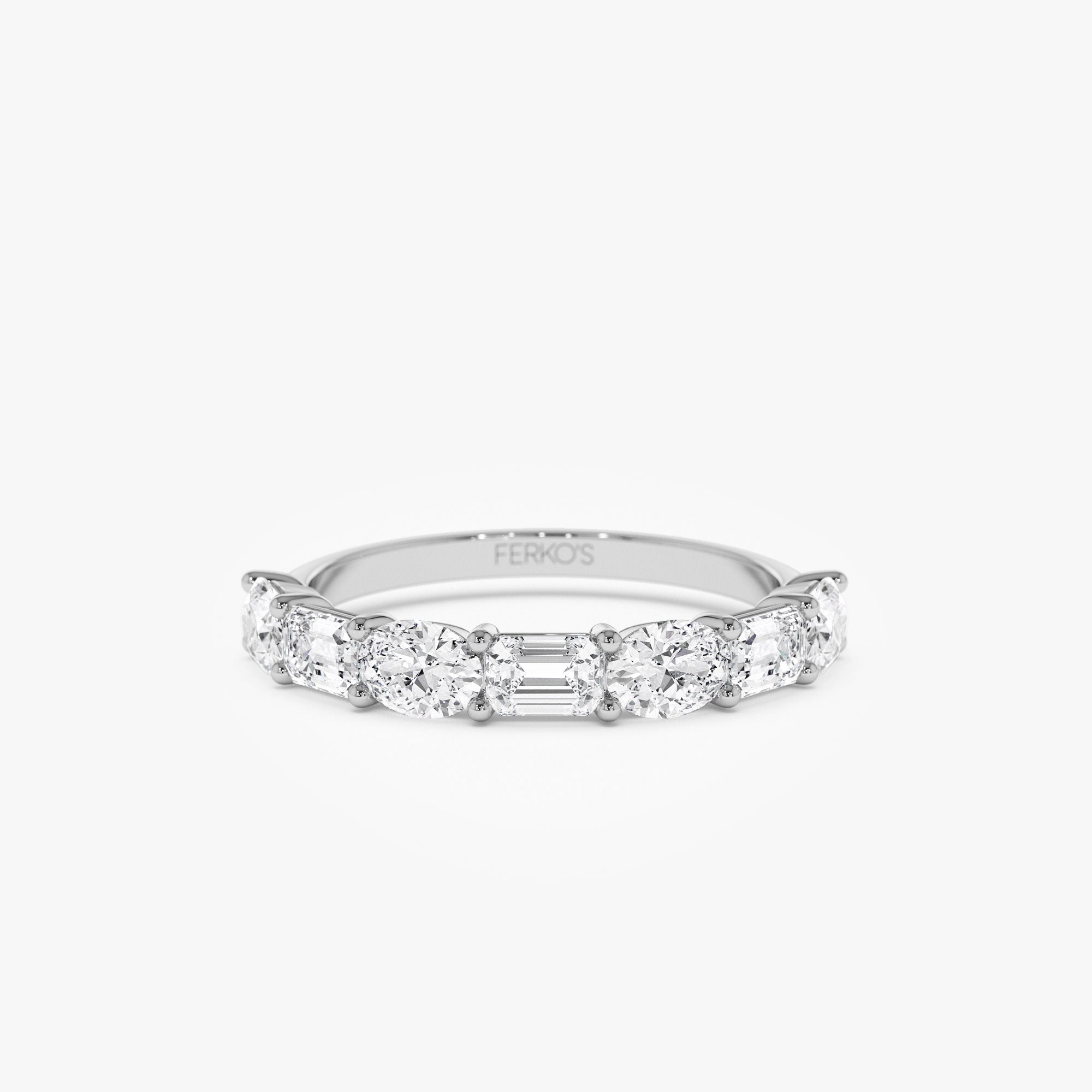 OBFJ1174 - 1.30 ctw 14k East West Prong Setting Seven Stone Oval & Emerald Cut Lab Grown Diamond Ring - Jayleen 5