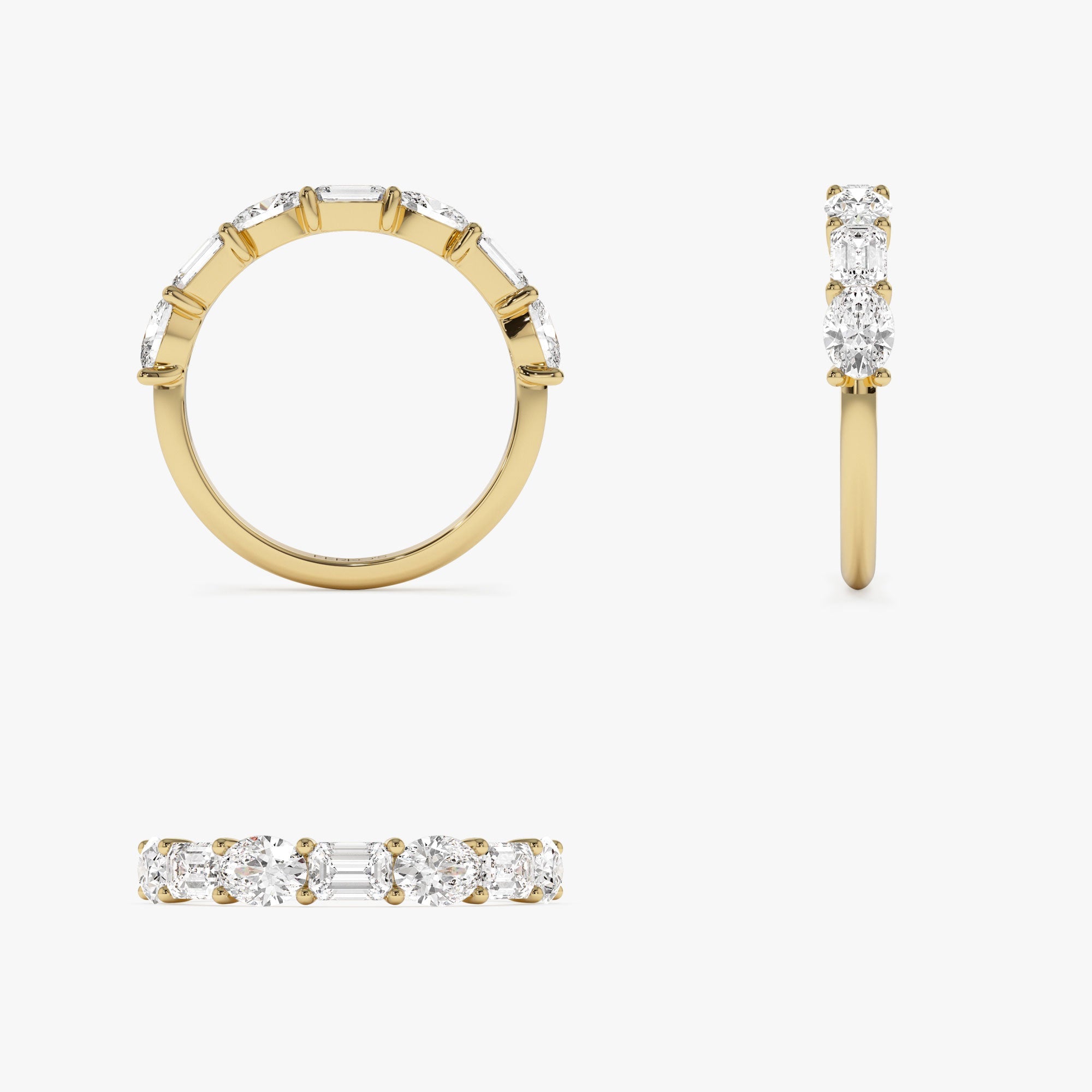 OBFJ1174 - 1.30 ctw 14k East West Prong Setting Seven Stone Oval & Emerald Cut Lab Grown Diamond Ring - Jayleen 8