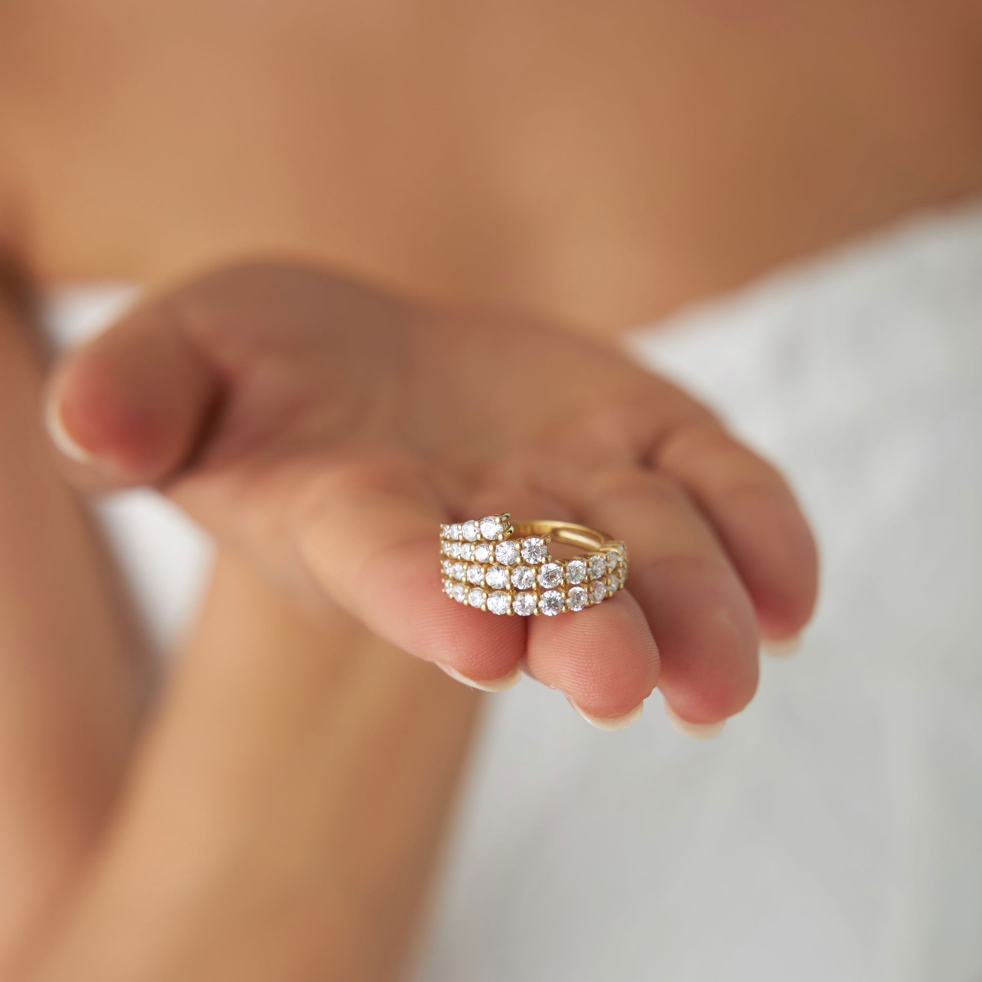 OBFJ1360 - 14k Wave Diamond Statement Ring 4