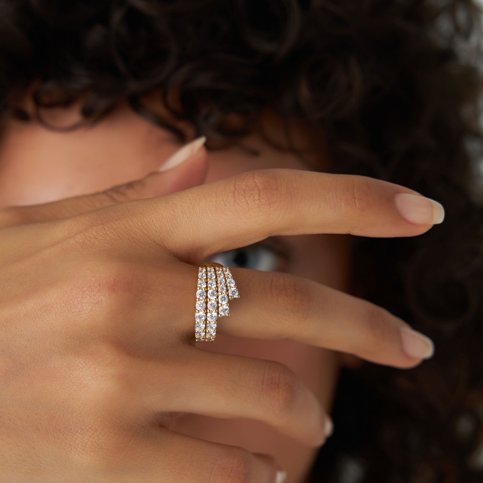 OBFJ1360 - 14k Wave Diamond Statement Ring 2