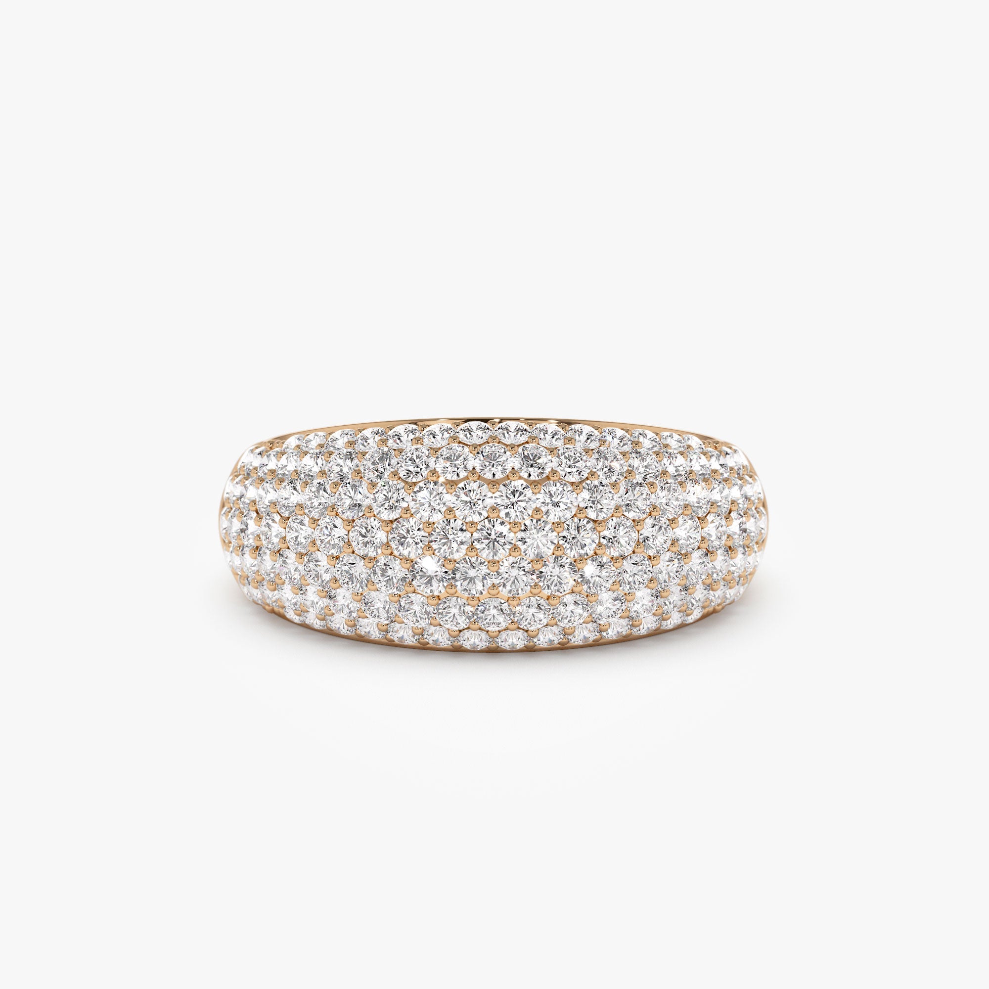 OBFJ1224 - 14k Chunky Dome Pave Setting Statement Diamond Ring 4