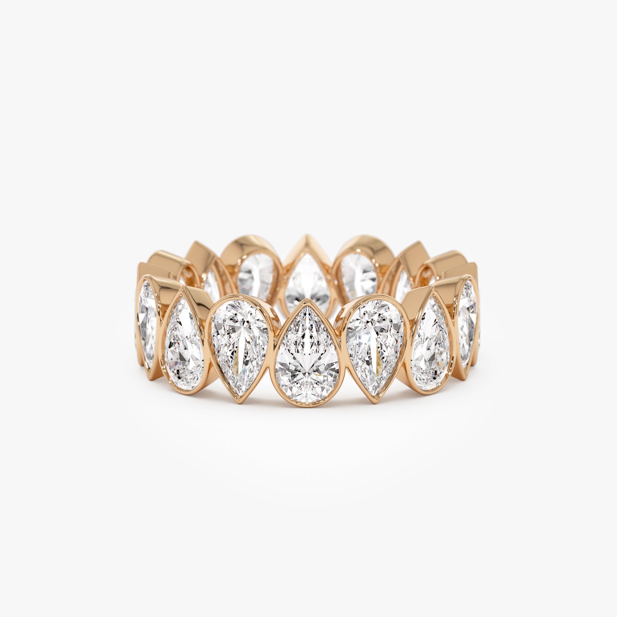 OBFJ0930 - 3.15 ctw 14k Bezel Setting Pear Shaped Lab Grown Diamond Eternity Ring - Lainey 6